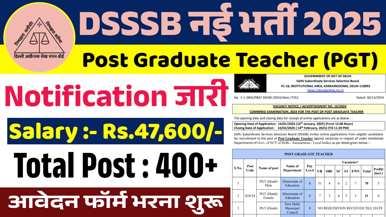 DSSSB PGT Recruitment