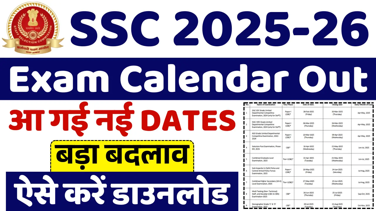 SSC New Exam Calendar